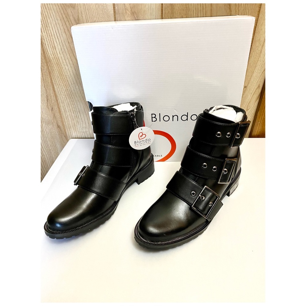 NEW Blondo Camila Waterproof Combat Leather Bootie